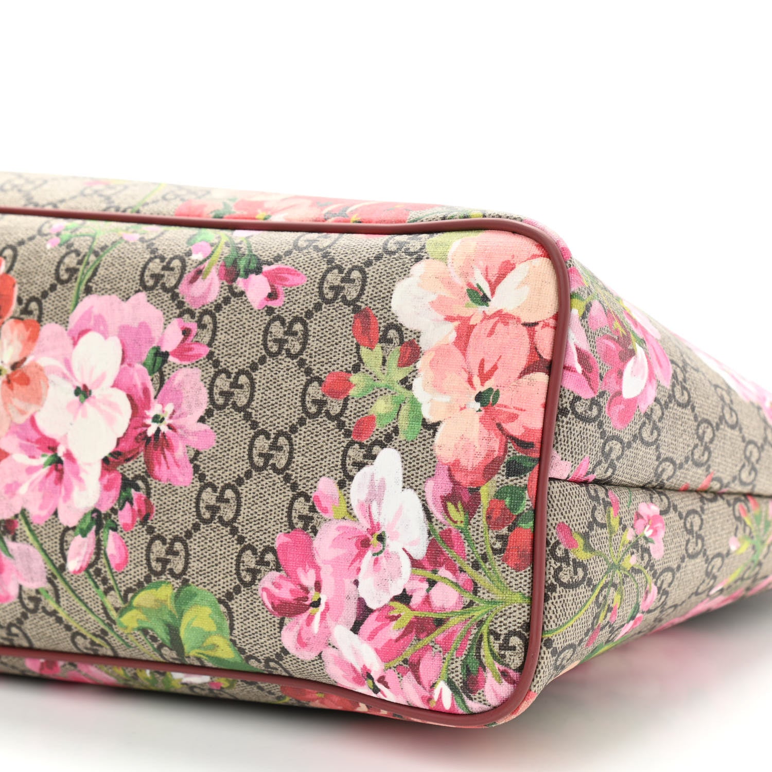 Gucci GG Supreme Monogram Blooms Medium Zippered Tote Beige Multicolor Dry Rose 10 of 10
