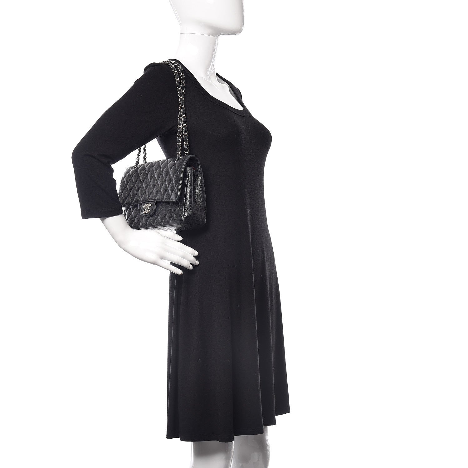 Chanel Caviar Quilted Medium Double Flap Black 2 of 14