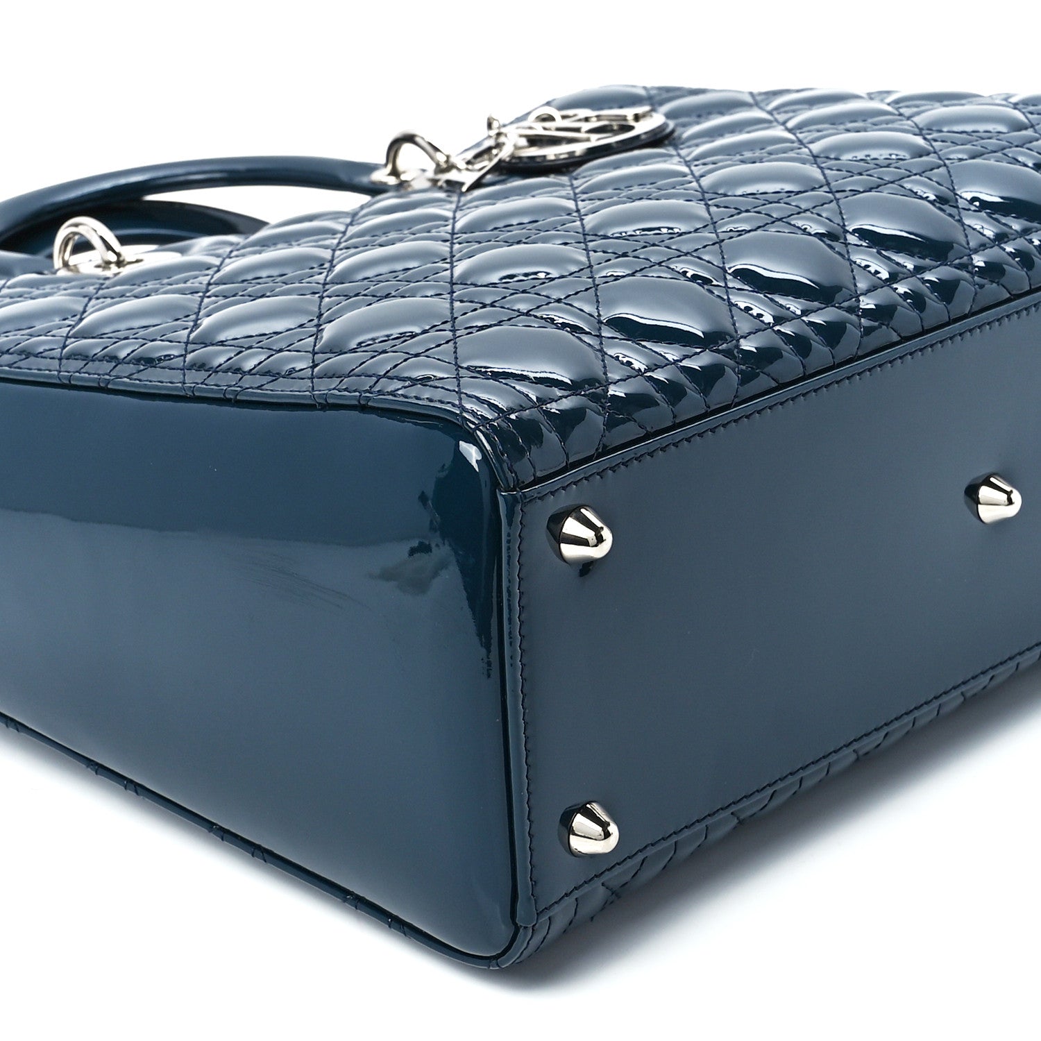 Christian Dior Patent Cannage Large Lady Dior Blue 10 of 11