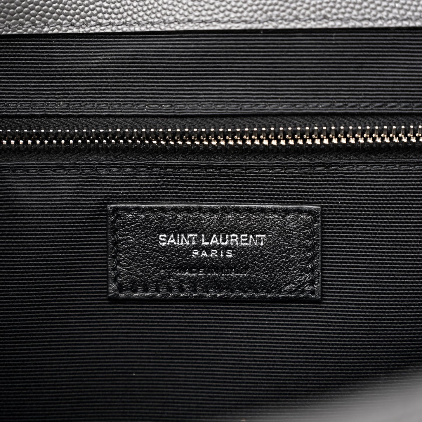 Grain De Poudre Textured Mixed Matelasse Large Triquilt Monogram Satchel Asphalt