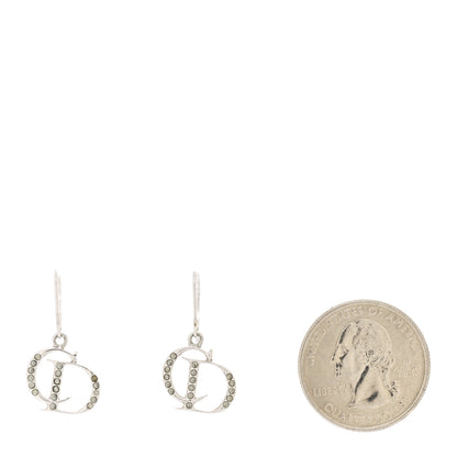 Christian Dior Crystal CD Drop Earrings Silver 2 of 3