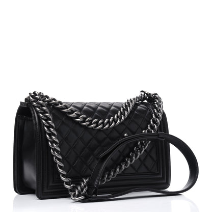 Chanel Lambskin Quilted Medium Boy Flap Black 2 of 15