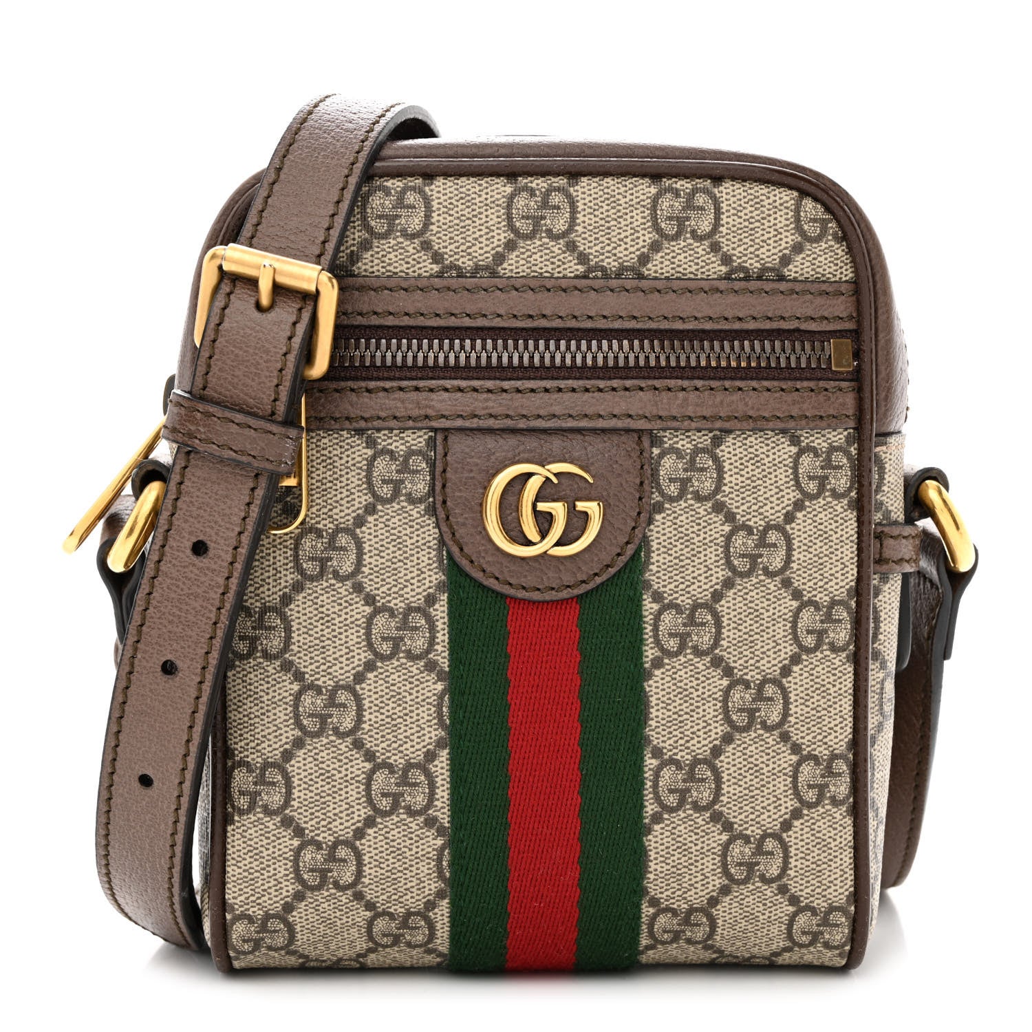 Gucci GG Supreme Monogram Web Mini Ophidia Messenger Brown 1 of 10