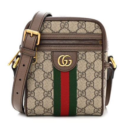 Gucci GG Supreme Monogram Web Mini Ophidia Messenger Brown 1 of 10
