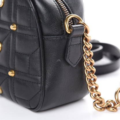 Gucci Calfskin Matelasse Studded Small Pearly GG Marmont Chain Shoulder Bag Black 12 of 15