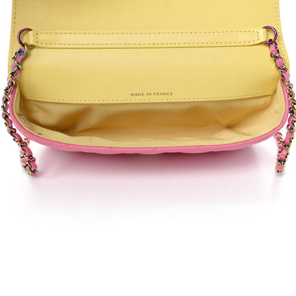 Chanel Lambskin Quilted Glasses Case With Chain Pink Yellow 5 of 12