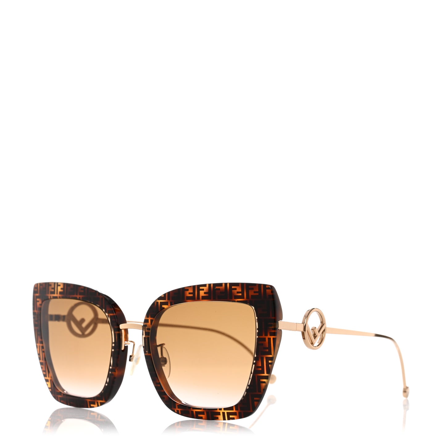Acetate Metal F is Fendi FF Square Cat Eye Sunglasses FF 0424/F/S Havana