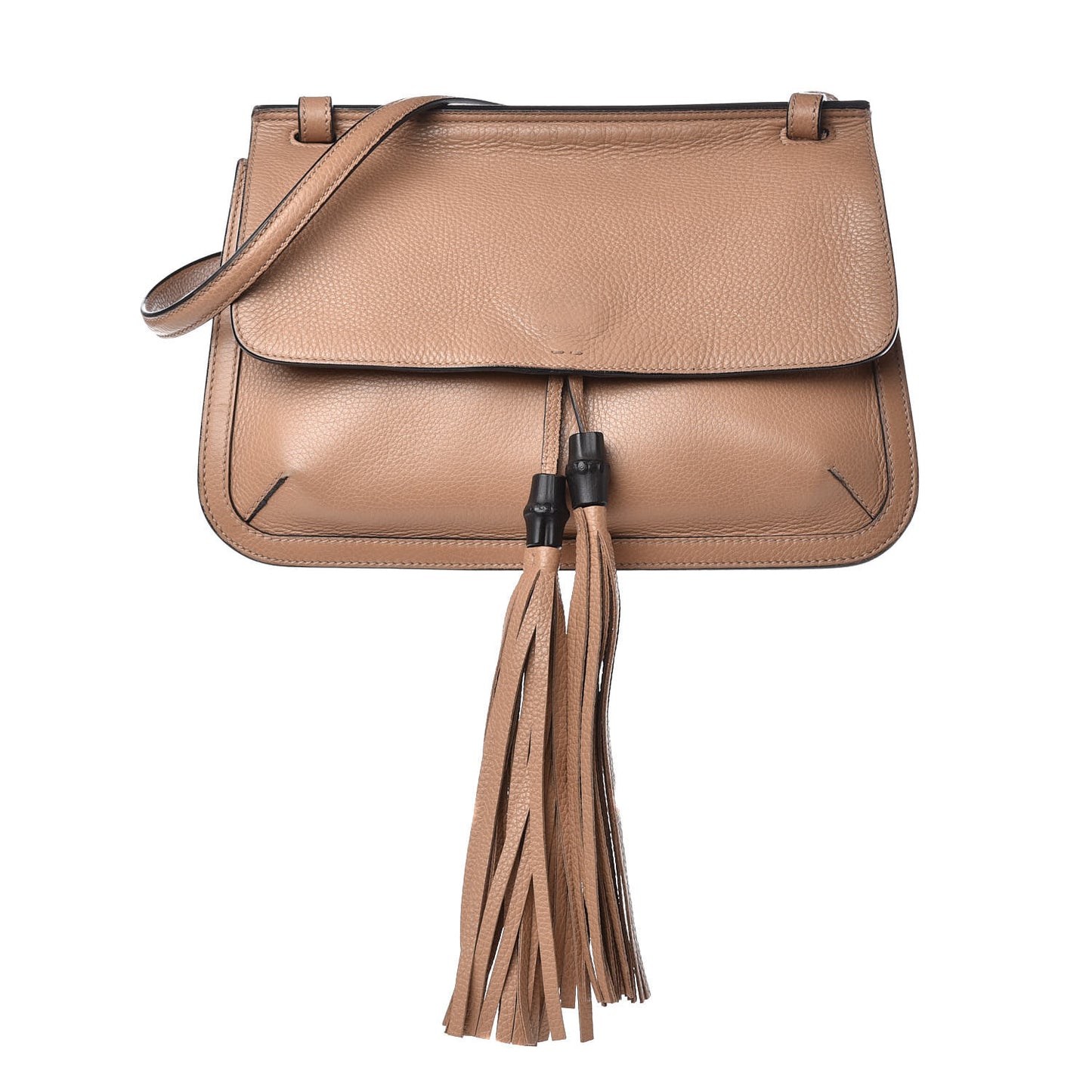 Cellarius Calfskin Medium Bamboo Daily Flap Shoulder Bag Camelia