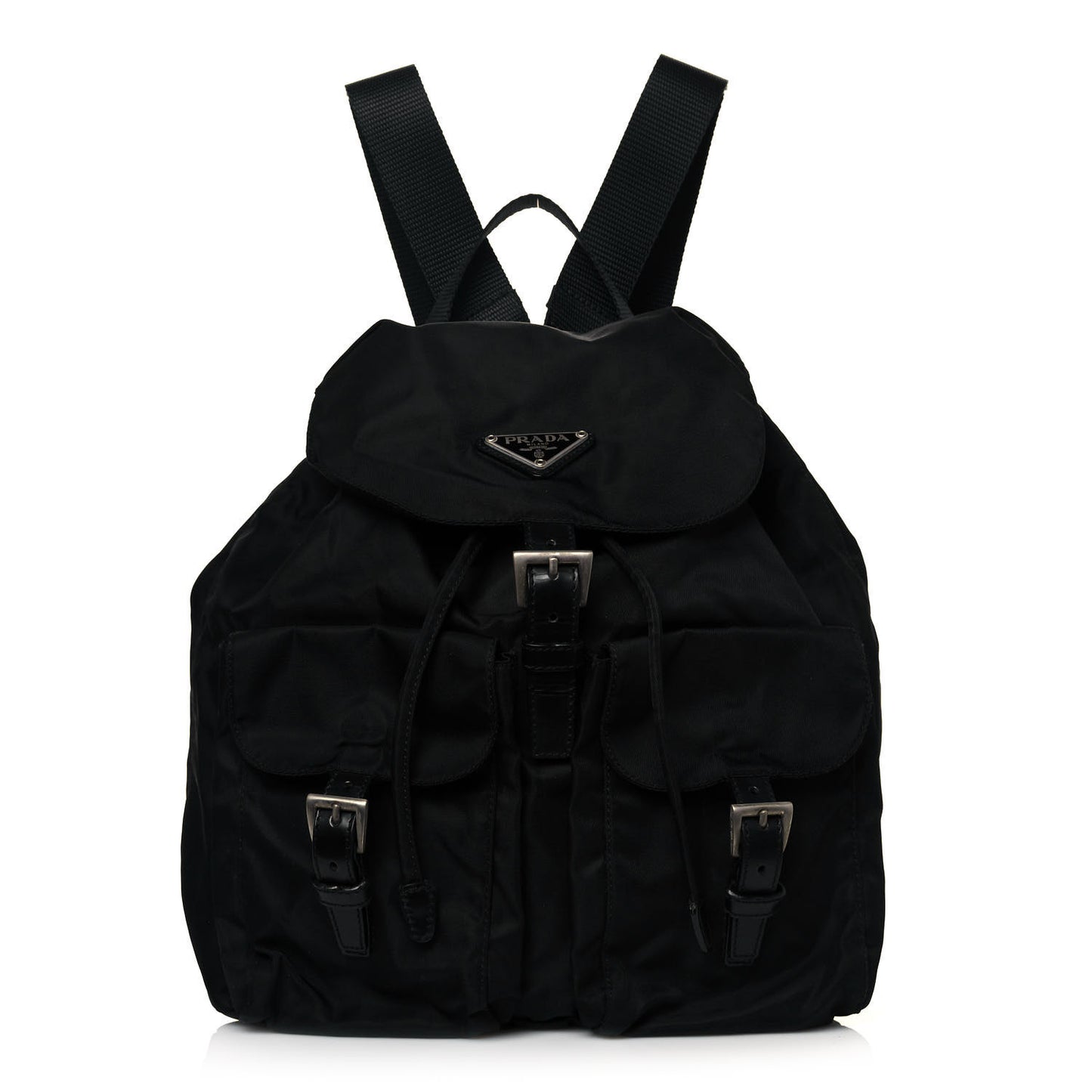 Nylon Vela Double Buckle Backpack Black