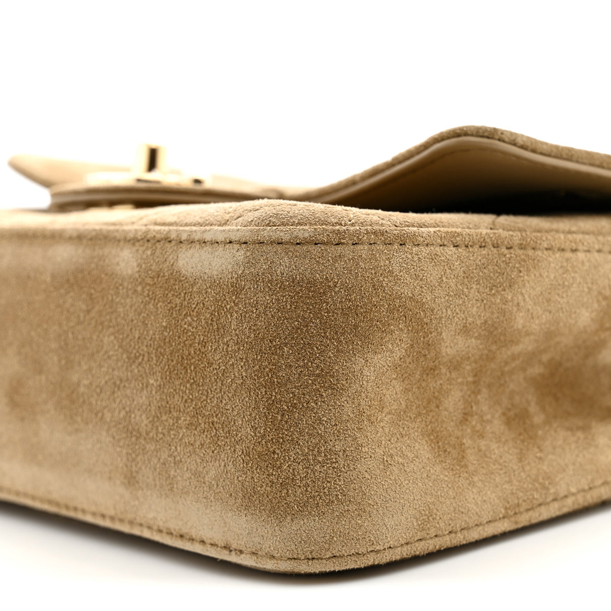 Suede Calfskin Mini Souplissimo Flap Dark Beige
