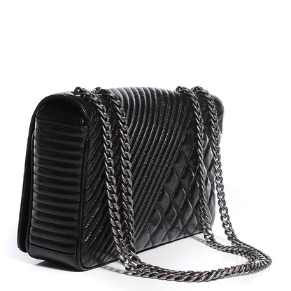 Chanel Glazed Calfskin Quilted Medium Coco Boy Flap Black 2 of 7