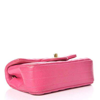 Chanel Lambskin Chevron Quilted Extra Mini Flap Dark Pink 4 of 15