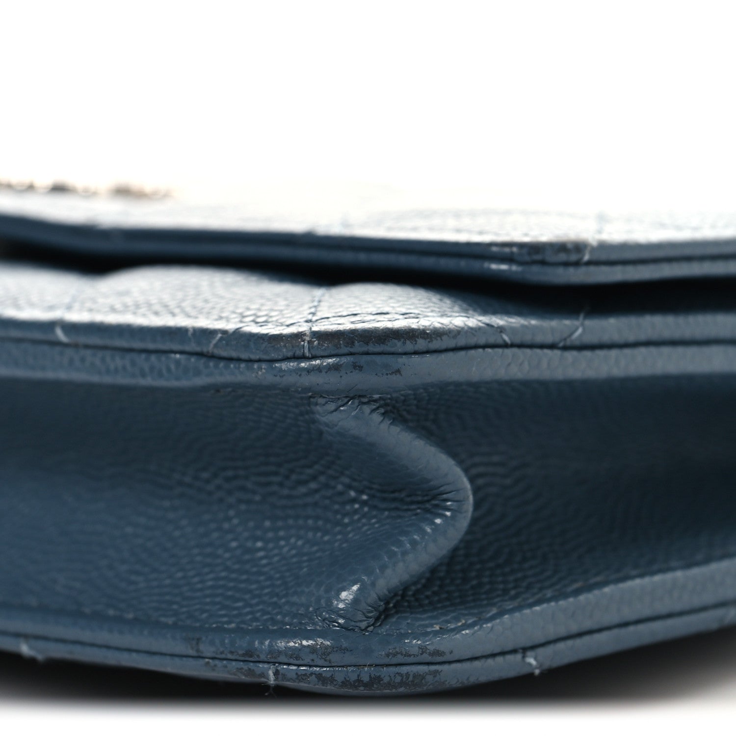 Chanel Shiny Caviar Quilted Enamel CC Wallet On Chain WOC Blue 11 of 12