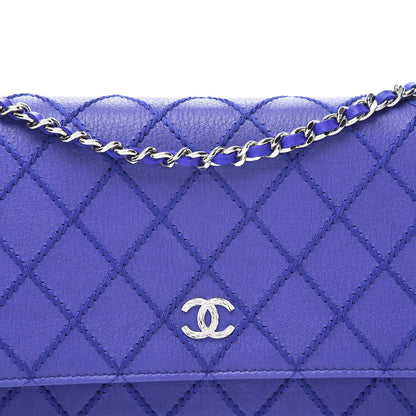 Chanel Calfskin Quilted Fancy CC Wallet On Chain WOC Blue 10 of 10