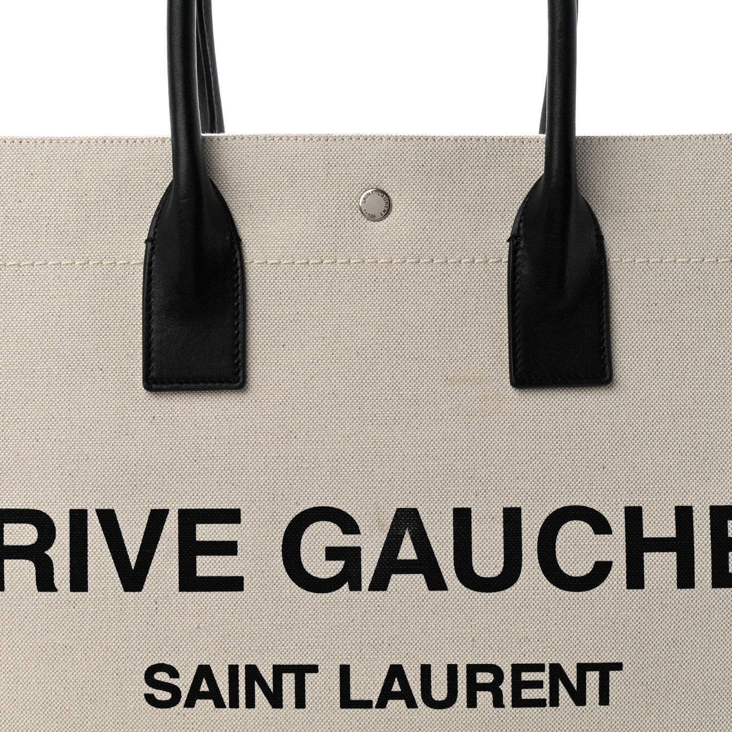 Saint Laurent Linen Calfskin Rive Gauche Tote Optic White 8 of 11