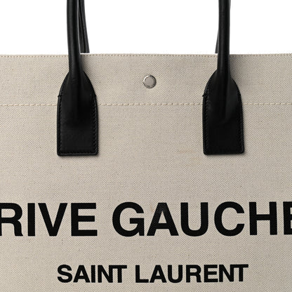 Saint Laurent Linen Calfskin Rive Gauche Tote Optic White 8 of 11