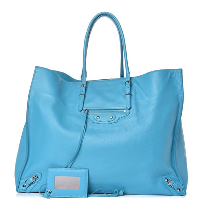 Balenciaga Supple Calfskin Papier A4 Zip Around Tote Bleu Caraibes 1 of 7