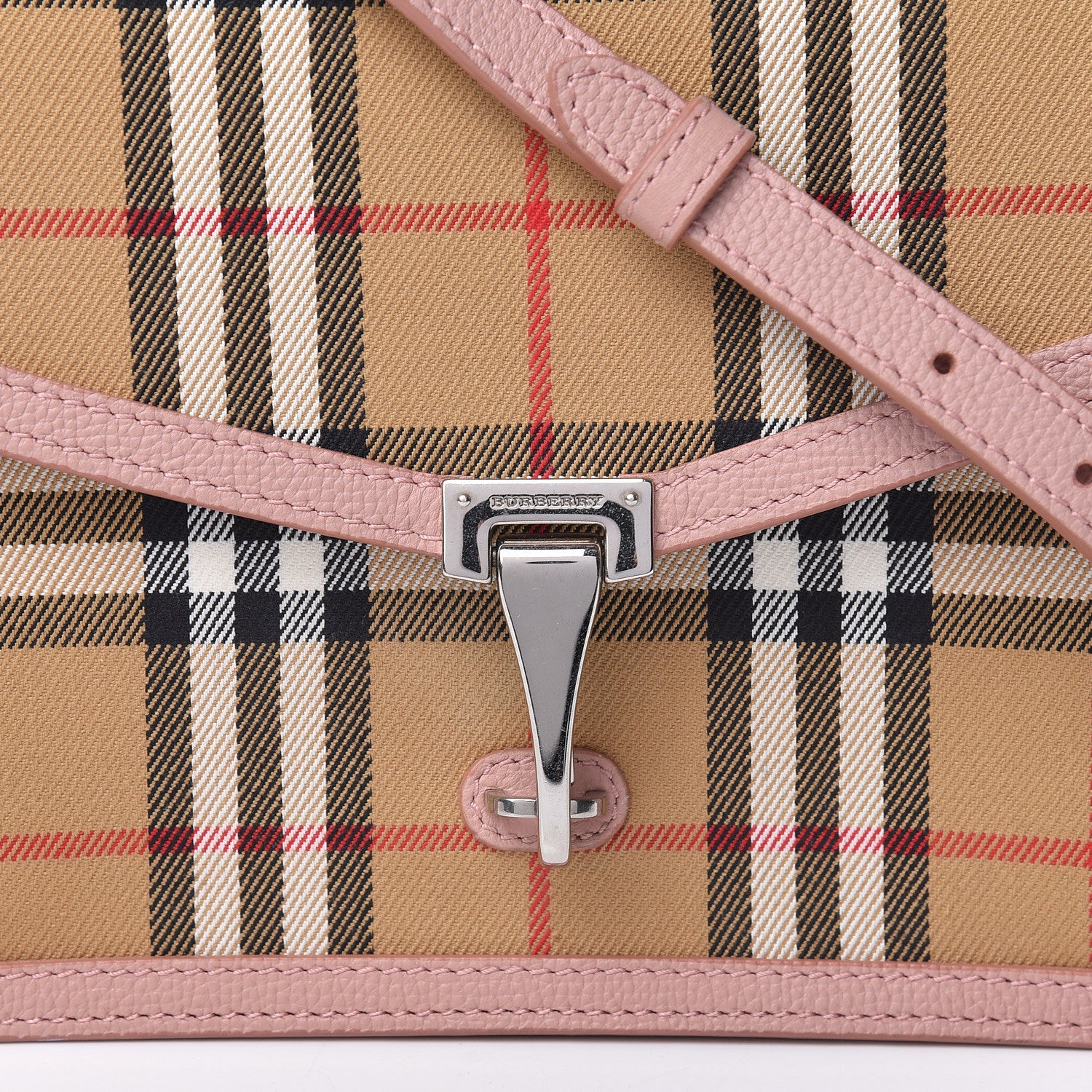 Burberry Grainy Calfskin Vintage Check Small Macken Crossbody Bag Ash Rose 9 of 11