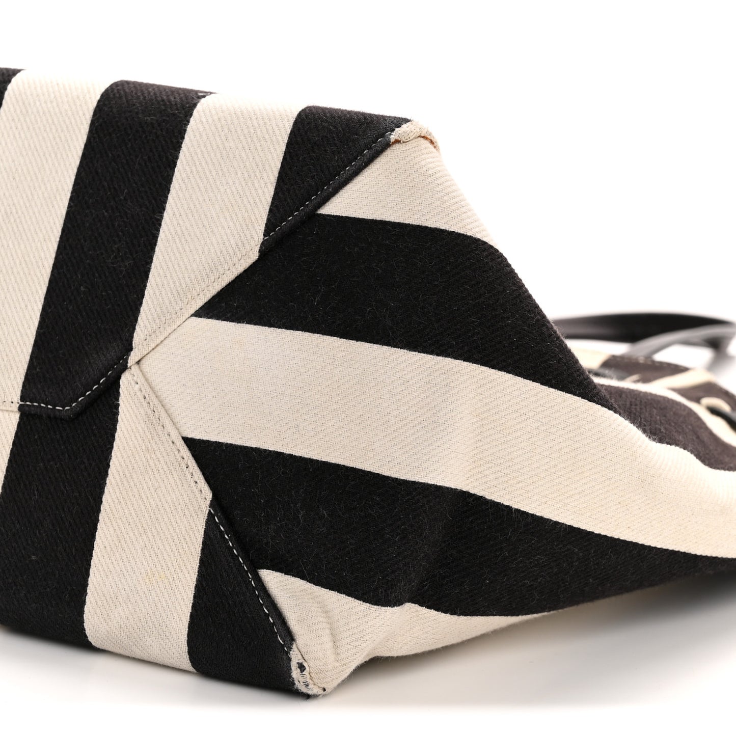 Canvas Striped Medium Belt Cabas Phantom Black White