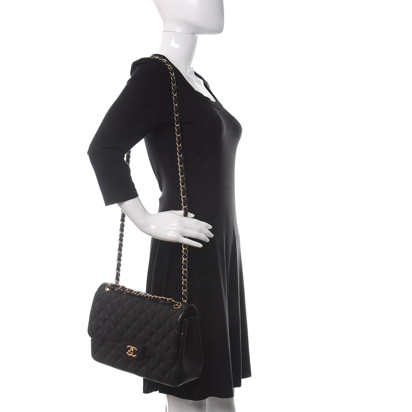 Lambskin Quilted Jumbo Double Flap Black
