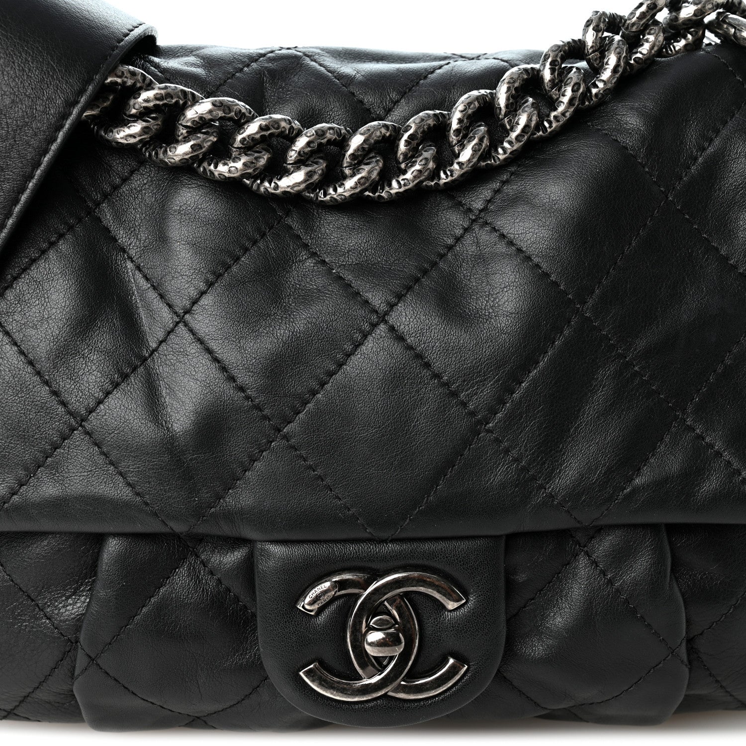 Chanel Calfskin Coco Pleats Messenger Flap Black 8 of 11