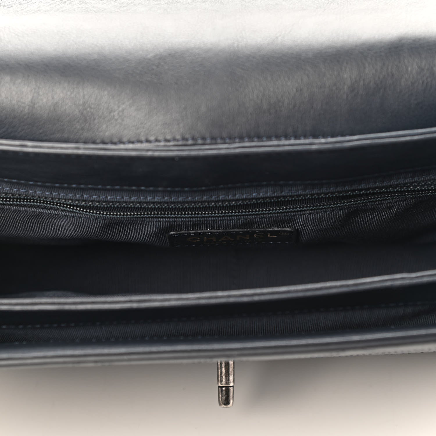 Chanel Calfskin Stitched Straight Lines Flap Navy 4 of 6