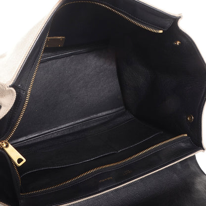 Celine Smooth Calfskin Canvas Medium Trapeze Cream 5 of 8