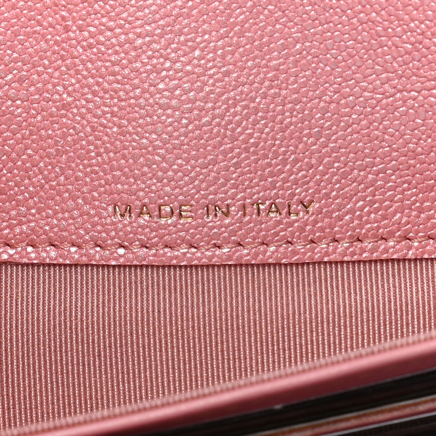 Iridescent Caviar Quilted Medium Flap Wallet Rose Pink