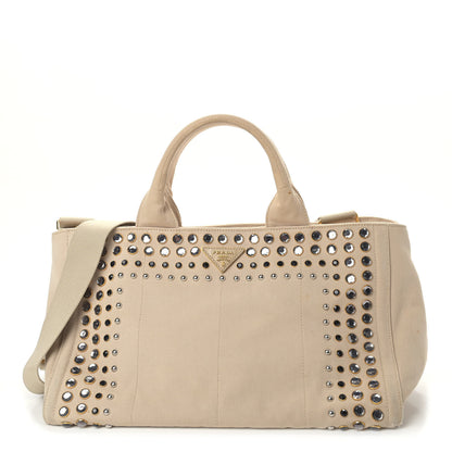 Prada Canapa Crystal Studded Tote Corda 1 of 12