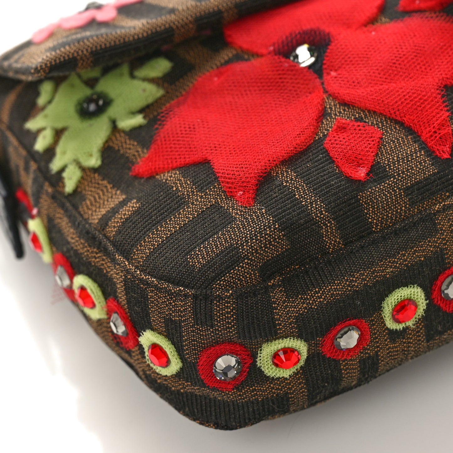 Zucca Snakeskin Crystal Flower Applique Baguette Tobacco Multicolor