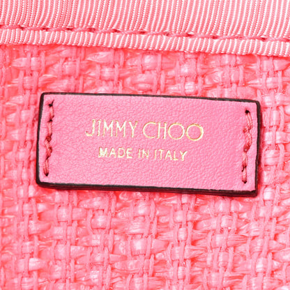 Jimmy Choo Raffia London Logo Beach Tote Pink 6 of 9