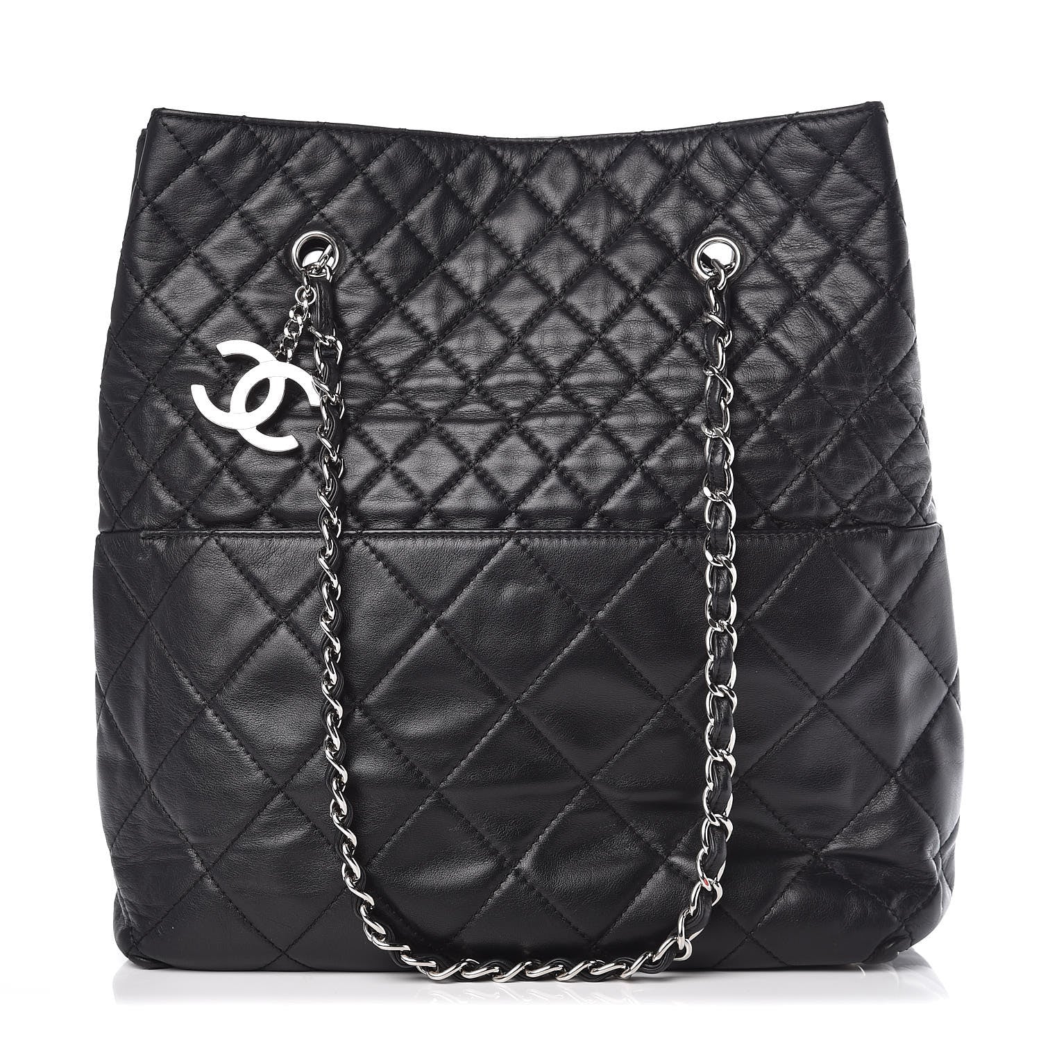 Chanel Calfskin Quilted In The Business North South Tote Black 1 of 9