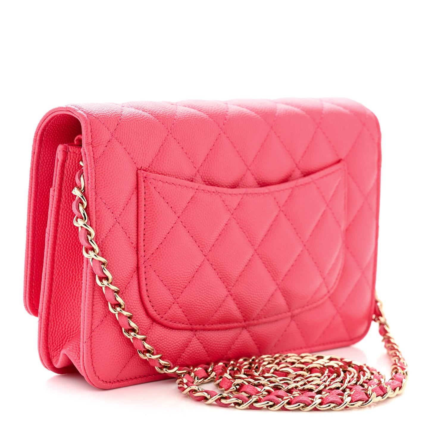 Caviar Quilted French New Wave Chain CC Wallet On Chain WOC Pink