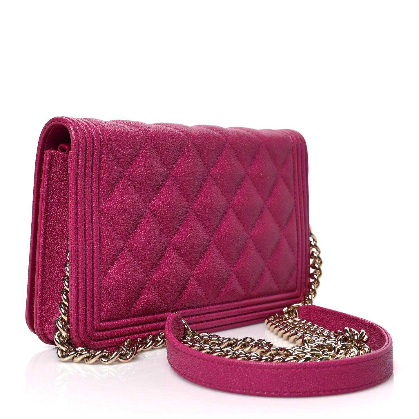 Caviar Quilted Boy Wallet On Chain WOC Fuchsia