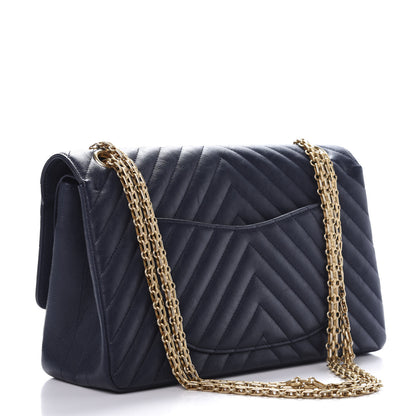 Chanel Crumpled Calfskin Chevron Quilted 2.55 Reissue 226 Navy Blue 3 of 10