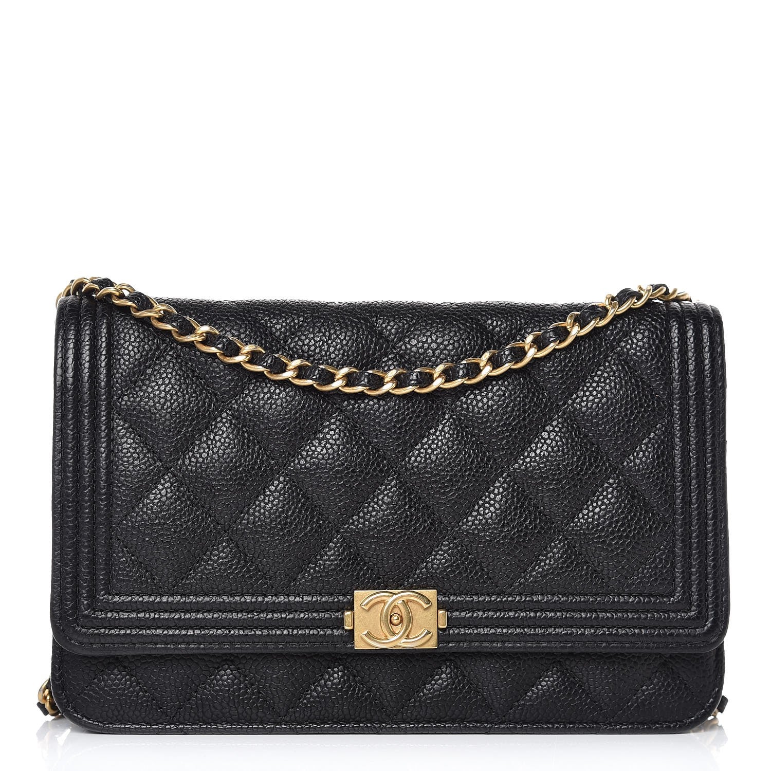 Chanel Caviar Quilted Boy Wallet On Chain WOC Black 1 of 10
