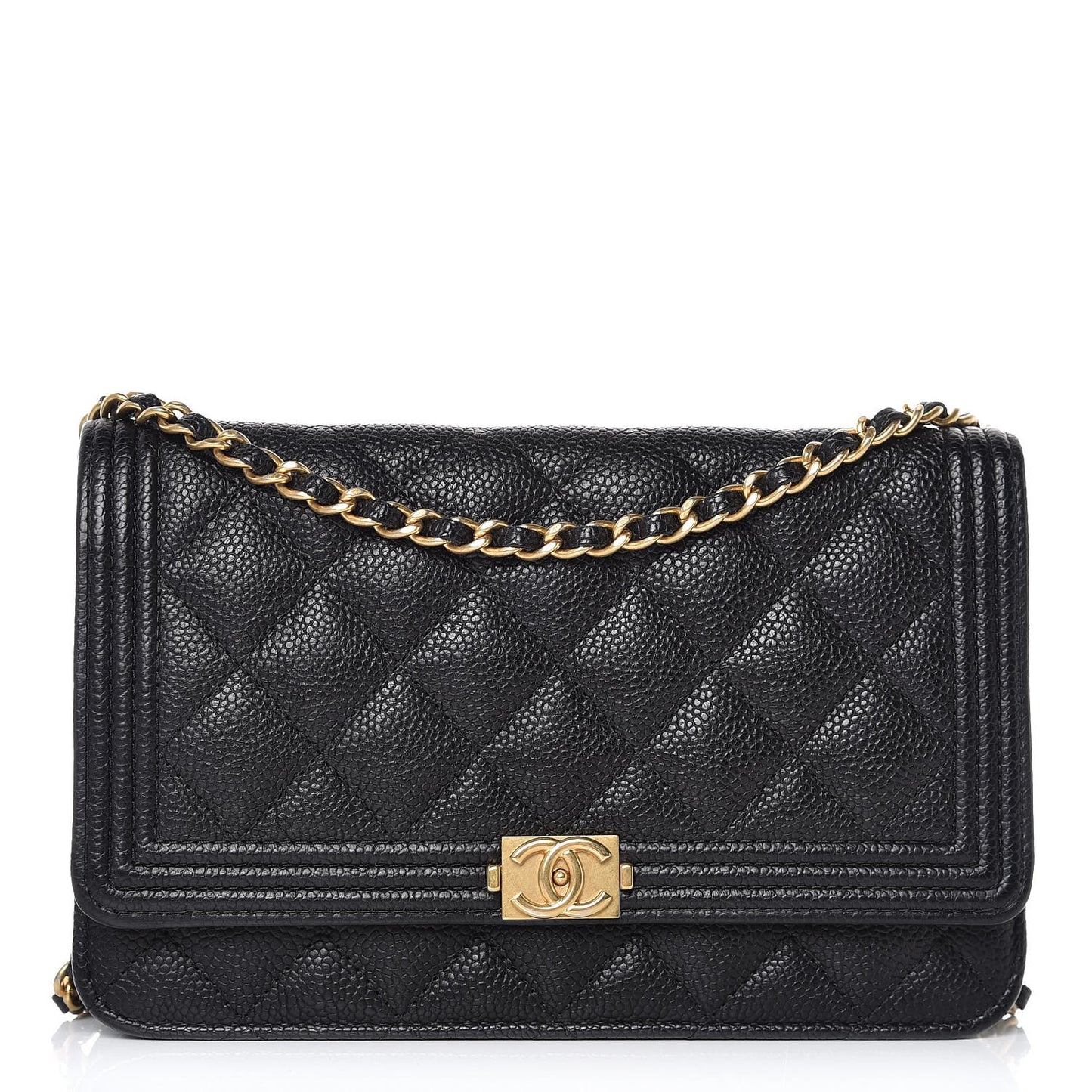Caviar Quilted Boy Wallet On Chain WOC Black