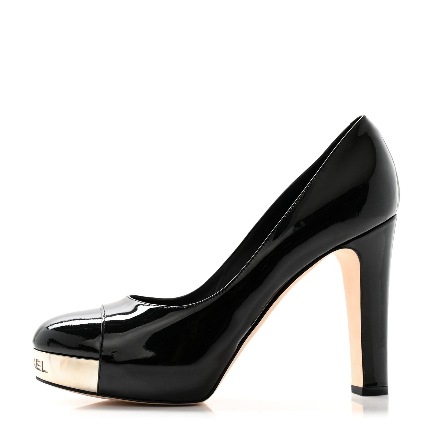Patent Silver Cap Toe CC Pumps 39.5 Black