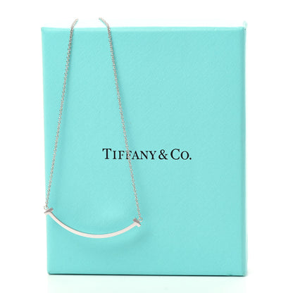 Tiffany 18K White Gold Small T Smile Pendant Necklace 6 of 6