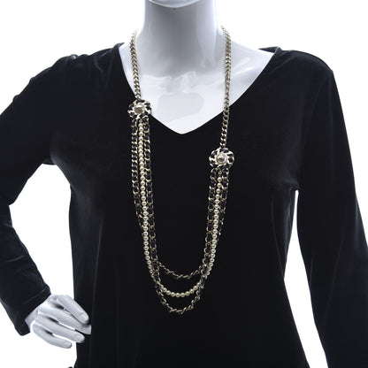 Chanel Pearl Calfskin CC Chain Necklace Black Gold 2 of 6