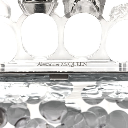 Alexander McQueen Plexi Mirror Sequin Skull Four Ring Clutch Silver 6 of 9