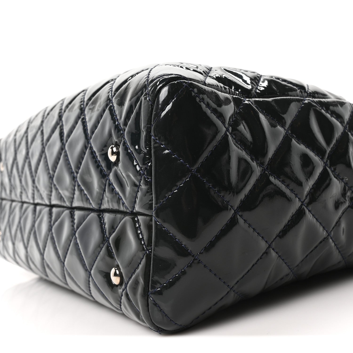 Chanel Patent Quilted Large Coco Shine Shopping Tote Navy 10 of 10