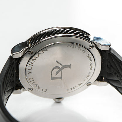 David Yurman Stainless Steel Rubber Diamond Bezel 38mm Classic Quartz Watch Blue 6 of 10