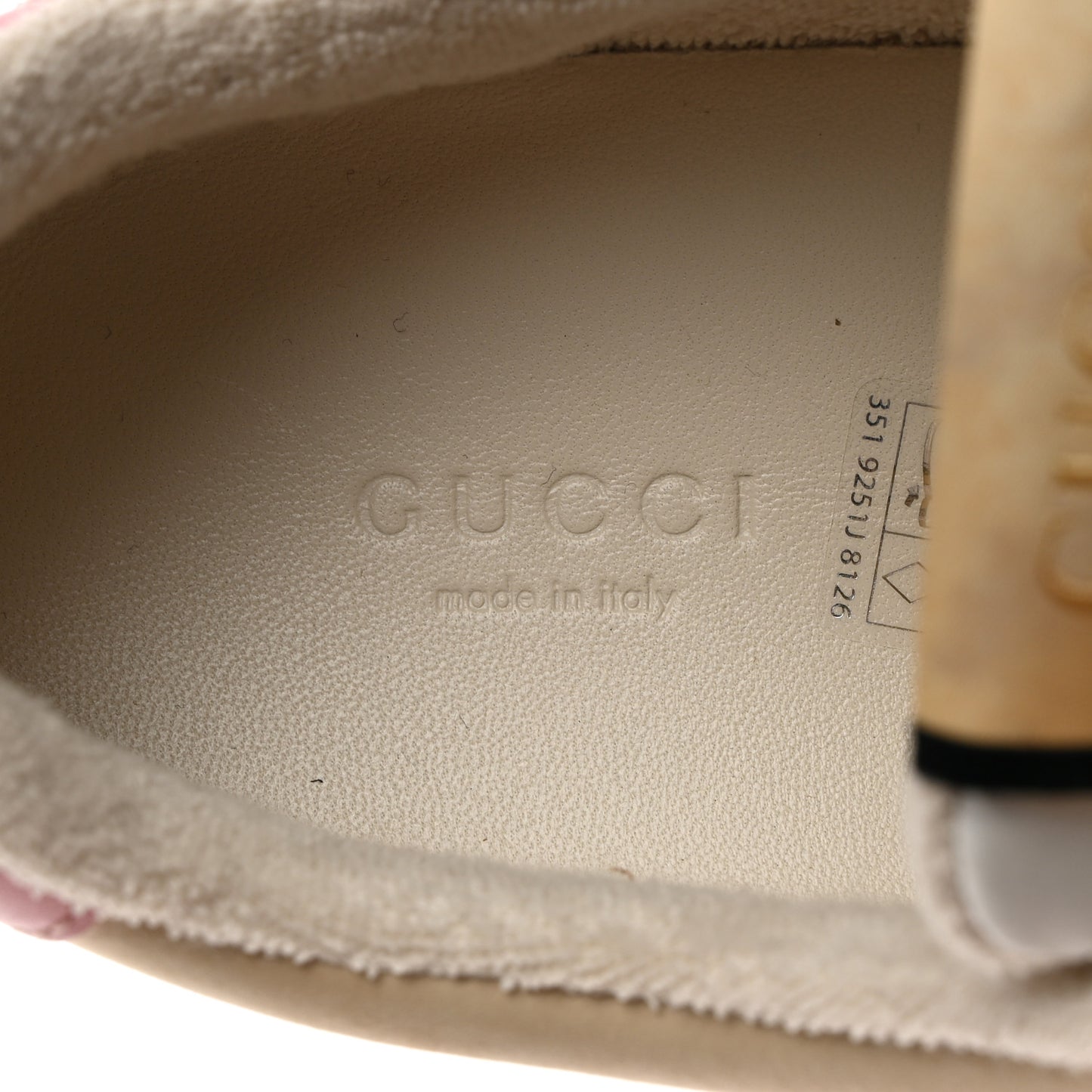 Calfskin GG Supreme Crystals Web Screener Sneakers 37.5 Beige Ebony Wild Rose