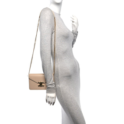 Celine Shiny Calfskin Triomphe Margo Wallet on Chain Nude 2 of 10