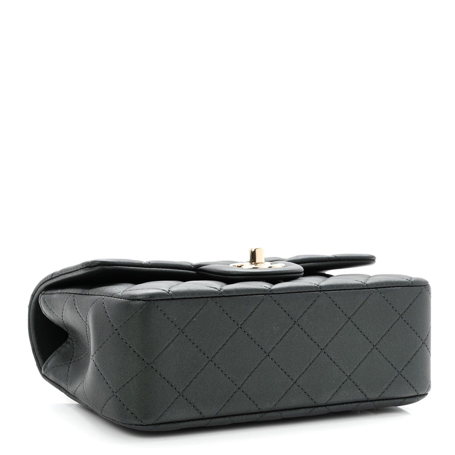 Chanel Iridescent Lambskin Quilted Mini Top Handle Rectangular Flap Dark Green 4 of 11