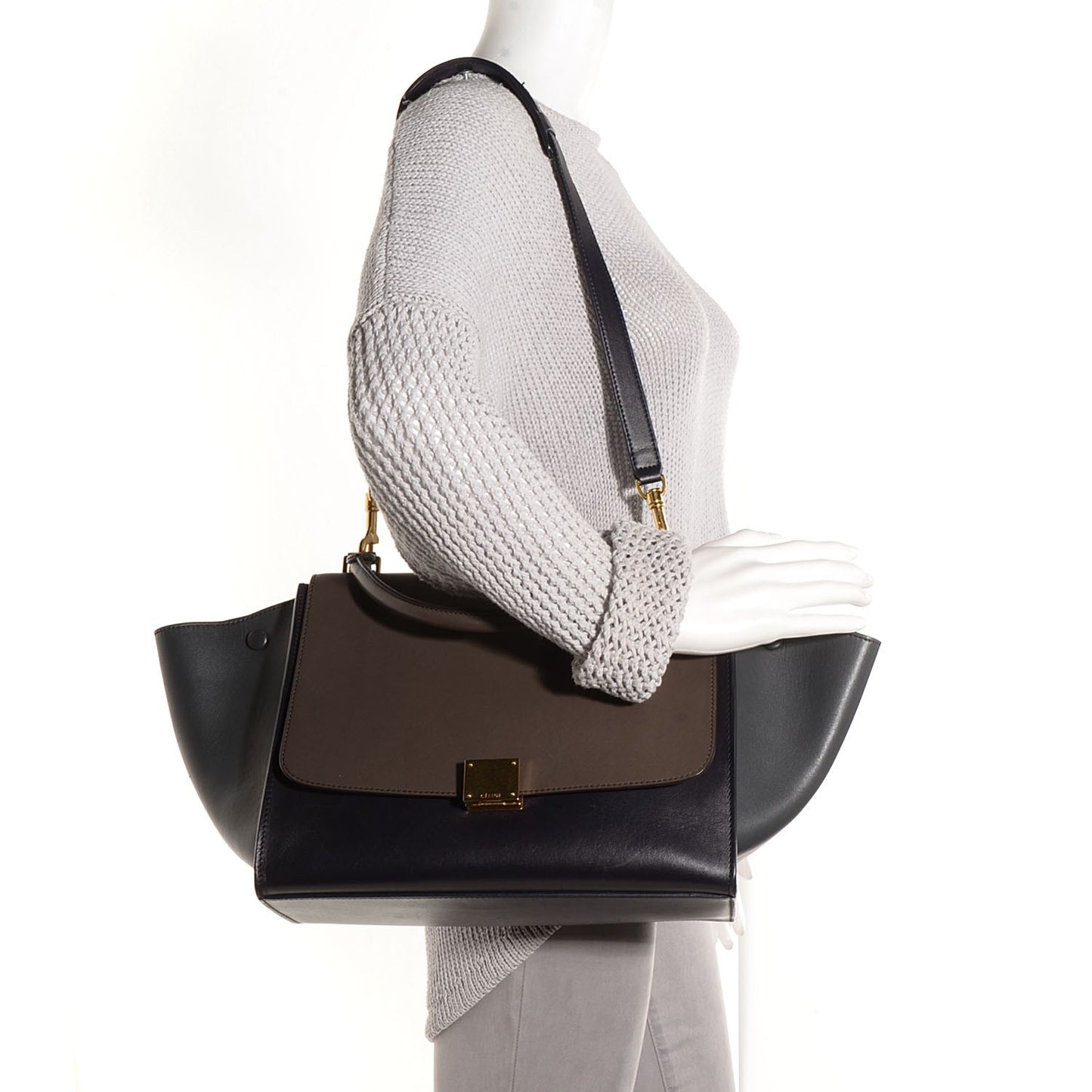 Smooth Calfskin Medium Tri-Color Trapeze Anthracite