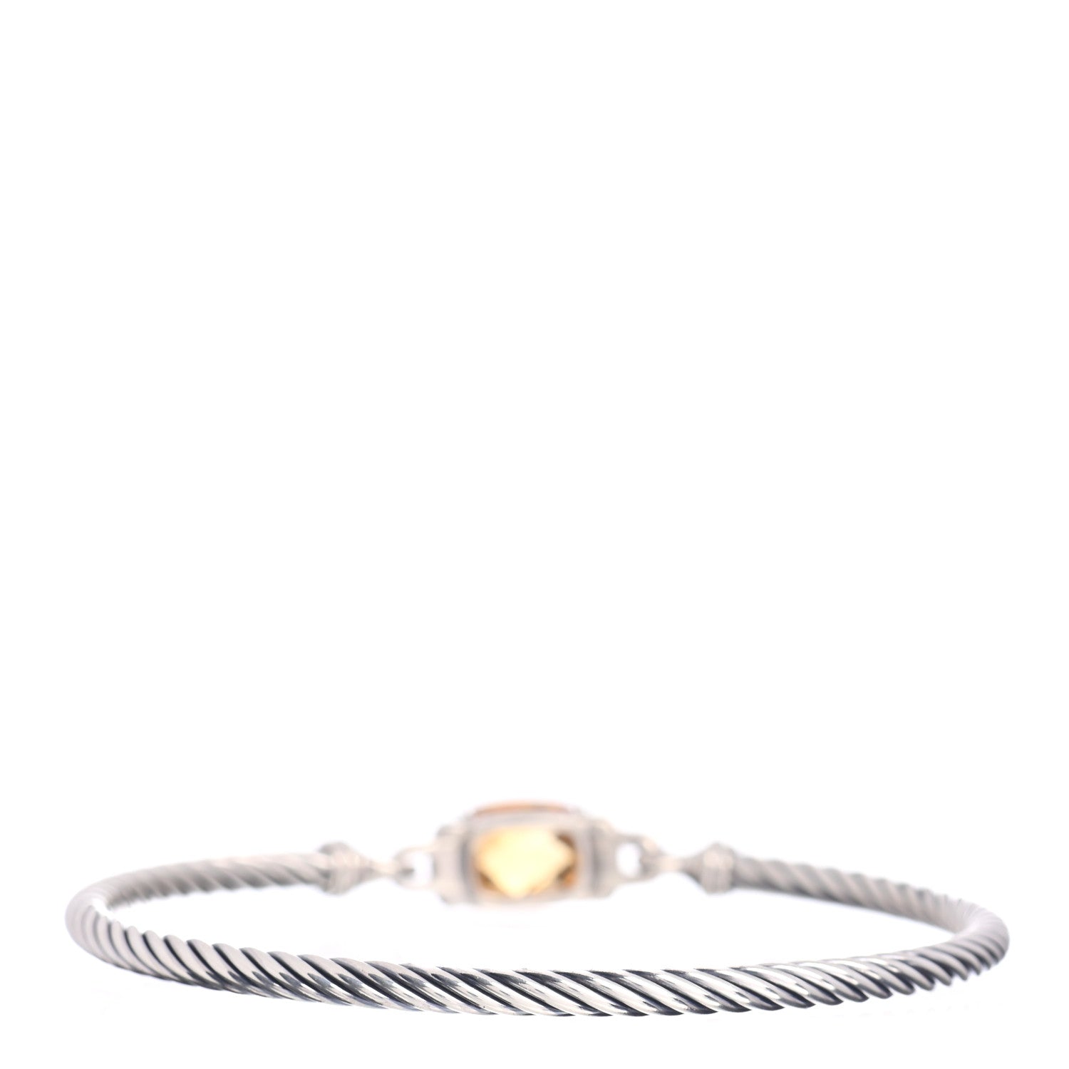 David Yurman Sterling Silver Diamond Citrine 3mm Petite Wheaton Bracelet 3 of 4
