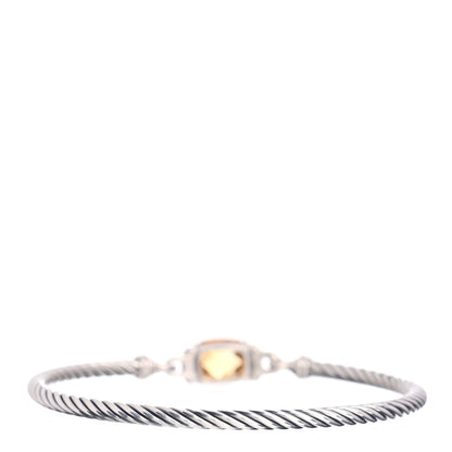 David Yurman Sterling Silver Diamond Citrine 3mm Petite Wheaton Bracelet 3 of 4