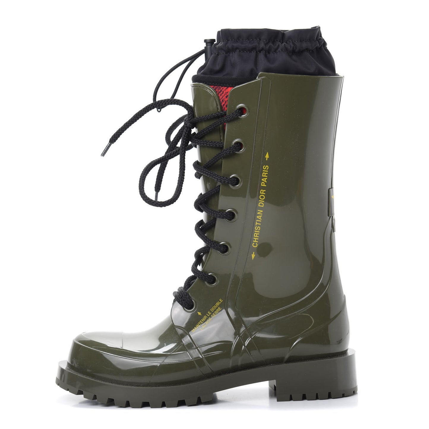 Shiny Rubber Diorcamp Low Boots 35 Military